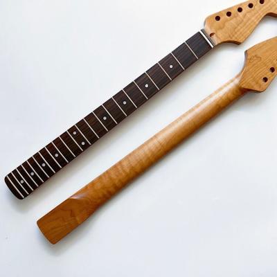 China GUITAR Wholesale 22 Frets electric guitar neck ST Roasted Flame Maple Guitar Neck for sale for sale