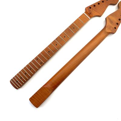 China GUITAR Wholesale 22 Frets Stain canadian roasted maple replacement ST electric guitar neck with bone nut for electric guitar building for sale