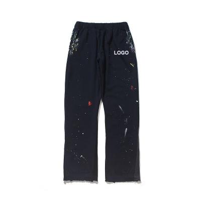 China QUICK DRY Regular Mens Streetwear Custom Tracksuit Joggers Tracksuit Cotton Track Print Splatter Ink Graffiti Pants for sale