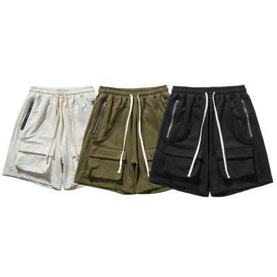 China Street Breathable Fashion Men Side Pocket Cargo Shorts Army Green Loose Drawstring Cotton Casual Shorts Half Pants Summer Polyester Shorts for sale