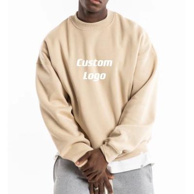 China OEM QUICK DRY High Quality White Dropped Shoulder Mens Hoodie Long Sheath Custom Logo Print Oversized Crew Neck Sweatshirt for sale