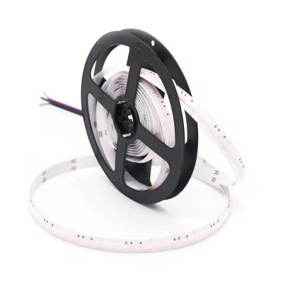 China Hotel New Arrival High Quality 12VDC 24VDC 5m Per Roll 16W/M Dot Free RGB Full Color COB LED Strips for sale