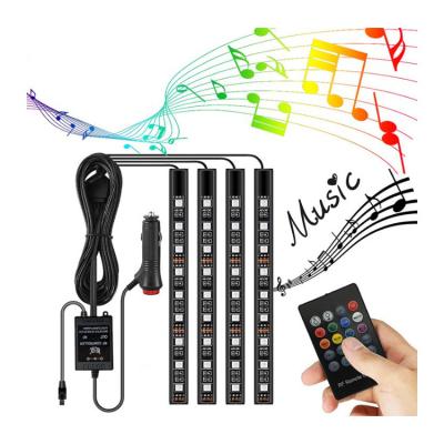 China Hotel 5050RGB Cable 4pcs Sound Car Interior Atmosphere Music Control LED Flexible Strip Light For Car LED Strip Light for sale