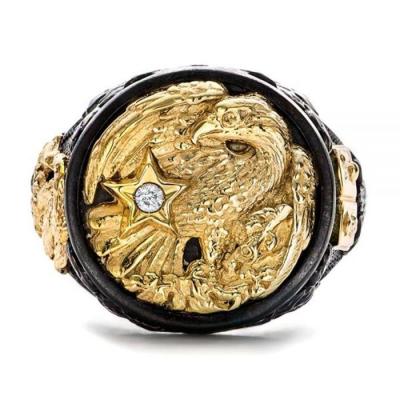 China Retro Stainless Steel Hiphop Religion Gold Jesus Animal Dragon Lion Eagle Head Ring For Men for sale