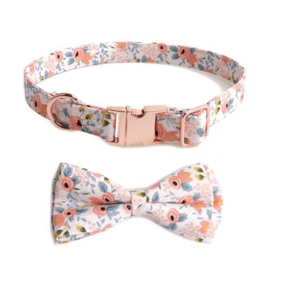 China Luxury Padded Bell Cat Famous Brand Pet Dog Collar Bowknot Fabric Swallow Hoop Dog Collar for sale