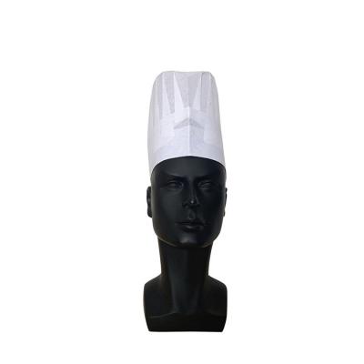 China Disposable 80g Paper Top Hat Cheap Price Chefs Large Fiber White Hat Round Chef Hat for sale