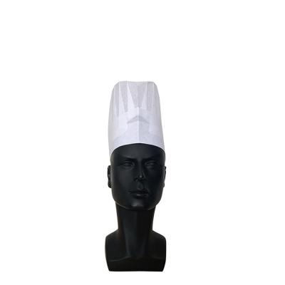 China 80g Paper High Standard Chef Hat With Own Logo Custom High Round Adjustable Baker Chef Hat for sale