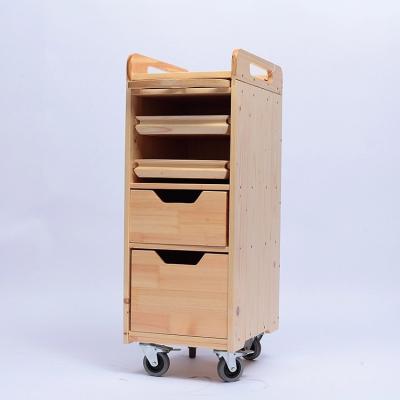 China Mordern Whole Sale Wooden Barber Station Hair Cutting Stools Barber Shop Trolley for sale