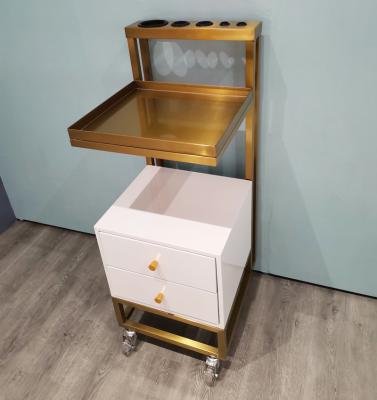 China Modern metal gold salon hair cart for sale trolley cart for sale