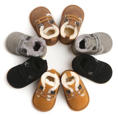 China 2022 Anti-odor Toddler Fur Boy Girl Winter Soft Rubber Bottom Ankle 0-18 Months Baby Infant Boots for sale