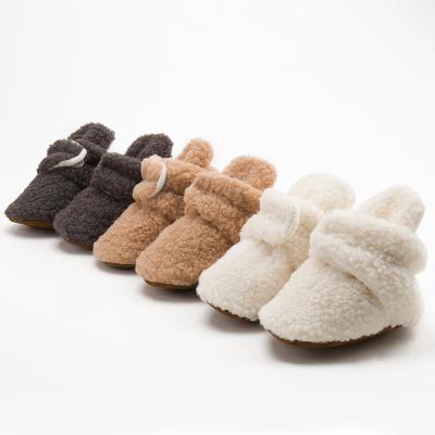 China Winter thermal warm berber fleece soft breathable indoor prewalk non slip unisex baby booties for sale