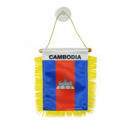 China Selling Best Hotel and Resort Custom Design High Quality Cheap Cambodia Banner Miniature Pennant for sale