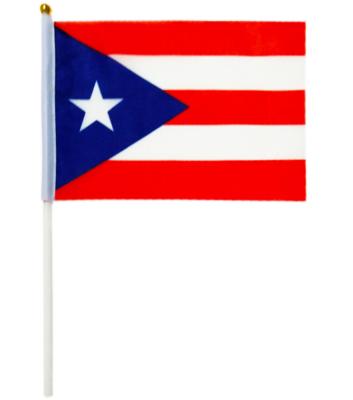 China Custom Printing 100%Polyester Puerto Rico Hand Held Flag With Polish From Travel Agency Factory Direct Sales for sale