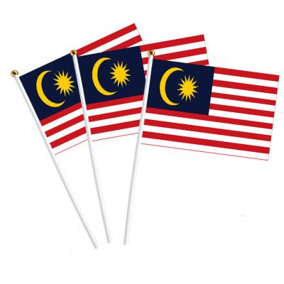 China Colorful Waving Hand Flag Polyester Fabrics Malaysia Best Selling Custom Hand Held Flag Small for sale