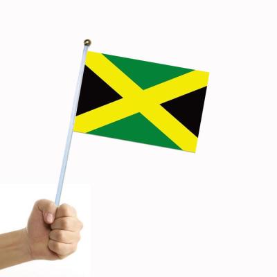 China Wholesale Hand Flag Jamaican Country Hand Waving Stick Waving Flag Custom Hand Waving Flag High Quality Polyester Small Size for sale