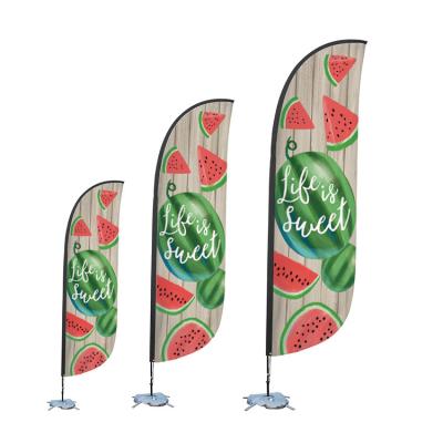 China Custom Made Outdoor Beach Flagpole Flag Flying Hotel And Resort Teardrop Printed Advertising Flower Feather Flag With Nail Base for sale