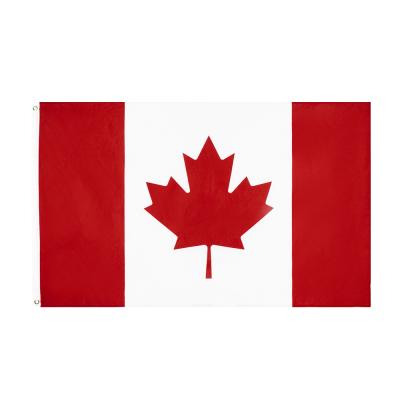 China Financial Institutions Wholesale 100% Polyester 3x5ft 90x150cm Stock Maple Leaf Printed Canadian Canada Flag for sale