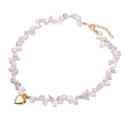 China Latest Design CLASSIC Freshwater Pearl Baroque Keshi Pearl Necklace With Heart Pendant for sale