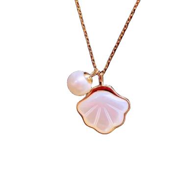 China TRENDY 14k Gold Filled Freshwater Pearl and Shell Chain Necklace With Pendent for sale