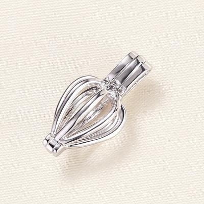 China Jewelry Making Wholesale 925 Silver Cage Holders Hot Air Balloon Design Wish Bead Pendant Cage Mount For Pearl for sale