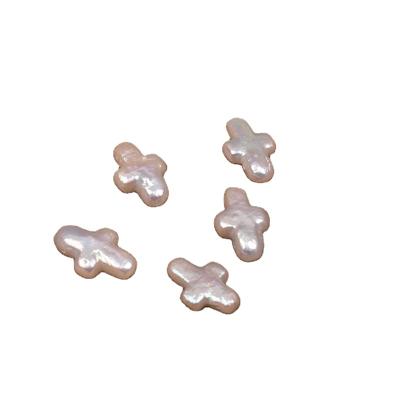 China Shape Freshwater Baroque Cross Side Hole Natural Pearl Bead Loose Bead For DIY Jewelry for sale