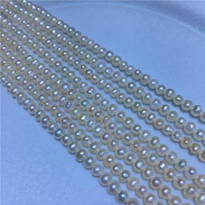 China Jewelry Making 3-4mm Small Natural Freshwater Pearl Beads Oval Pearl Strand Loose Bead For Jewelry Making Crafts for sale