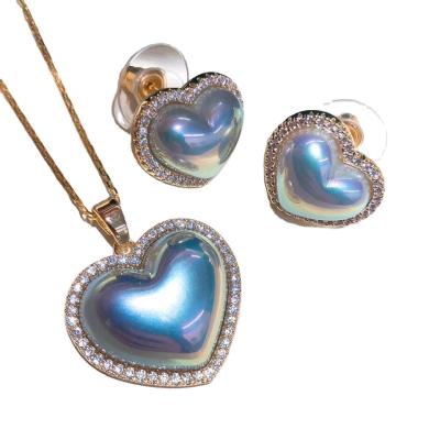 China FANTASTIC FASHIONABLE 14k Sky Blue Gold Filled Saltwater Mabe Imitation Pearl Jewelry Sets Women for sale