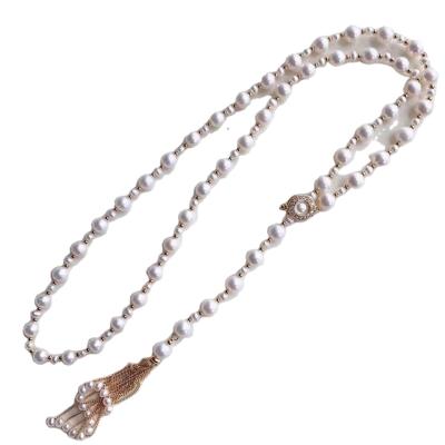 China TRENDY length can be automatically adjusted freshwater pearl 14k gold filled pearl necklace sale for sale