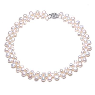 China New Design 18inches FASHIONABLE Elegant Freshwater Pearl Jewelry Button Shape Freshwater Pearl Necklace for sale