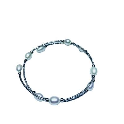 China TRENDY Fashion Simple Natural Pearl Jewelry Pearl Bangle Freshwater Pearl Bracelet for sale