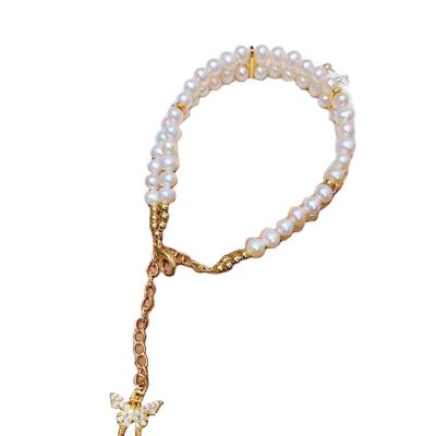 China TRENDY Exclusive New Products 14k Gold Filled White Adjustable Length 925 Pure Silver Pearl Bracelet Women Freshwater for sale