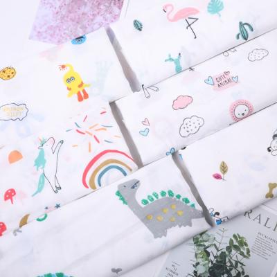 China Custom Wholesale Organic Baby Anti-Static Wrap Printing Cotton Double Gauze Blanket Fabric In Stock for sale