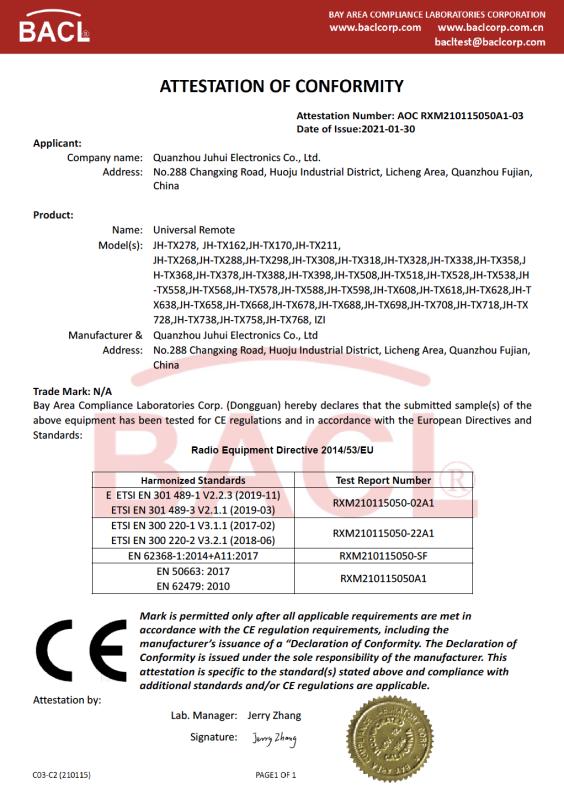 CE - Guangzhou Yiguo Electronic Technology Co., Ltd.