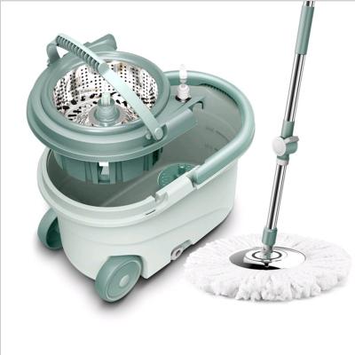 China Household Floor Cleaning Microfiber Mop Set Round 360 Plastic Basket en venta