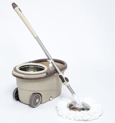 China Easy Removable Wheels Spin Refill Mop Head Telescopic Handle Plastic Bucket and Microfibre Fabric Mop Set for sale