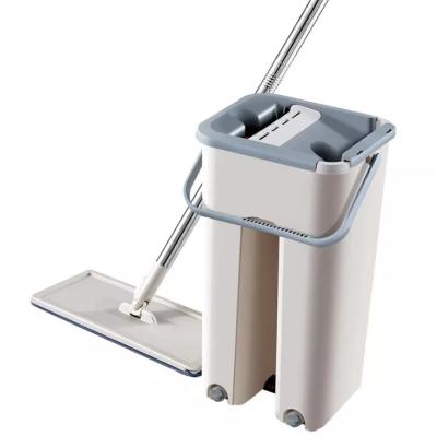 中国 Quick Clean Hand Free Easy Use Magic Spin Mop 360 Hoisting Rod Microfibre Fabric Flat Clean Floor Mop 販売のため