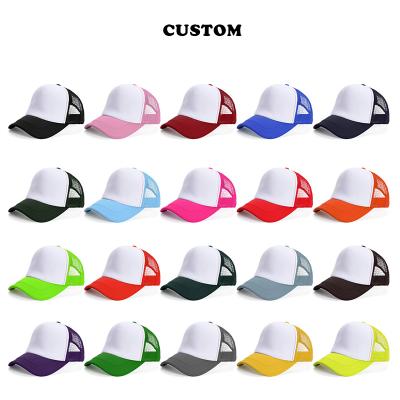 China Custom Colorful Mesh Running Cap White Promotion Foam Trucker Hat Colorful Mesh Running Cap for sale