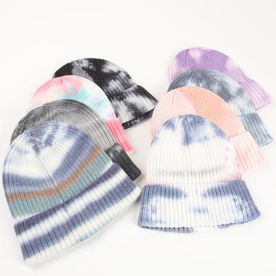 China 2021 New COMMON Trend Tie Dye Beanie Winter Ski Hats Keep Warm Men's Beanie Custom for sale