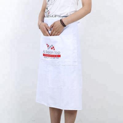 China Eco-Friendly Custom Kitchen Apron Cooking White 100% Cotton Waist Apron for sale