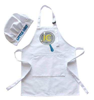 China Customized Kid's Kitchen Eco-friendly Apron Set Drawing Cooking Cotton Aprons With Pocket for sale