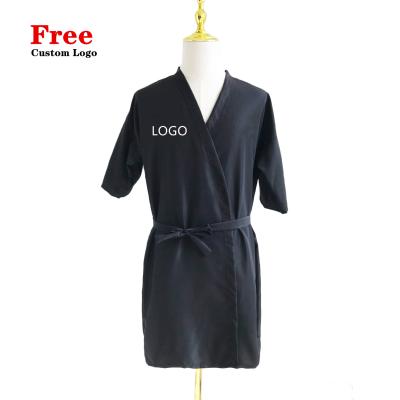 China Eco-Friendly Barber Hairdressing Salon Robe Women Hairdressers Dress Polyester Salon Kimono Long Robe for sale