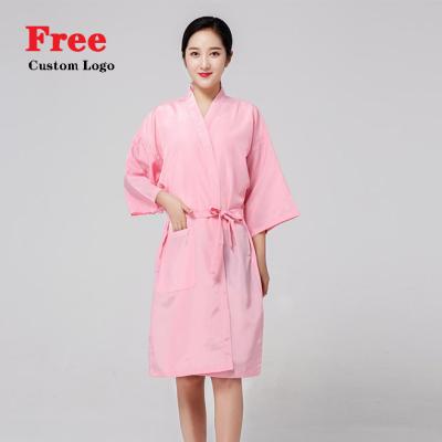 China Custom Long Smock Salon Cape Barber Kimono Hairdresser Logo Spa Beauty Women Pink Waterproof Hair Cutting Cape for sale