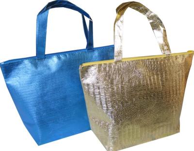 China China Supplier Gold Tote Bag Custom Printing Metallic Non Woven Shopping Reusable Shopping Bags for sale