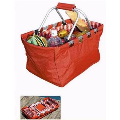 China 1)Supermarket 2)stores wholesale supermarket fashionable Morden Custom Rolling Aluminum Folding Shopping Basket Folding Picnic Handbag for sale