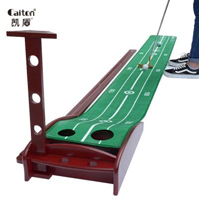 China Durable Quick shipment Auto return golf putting training mat indoor wooden base golf putting mat with hole for sale