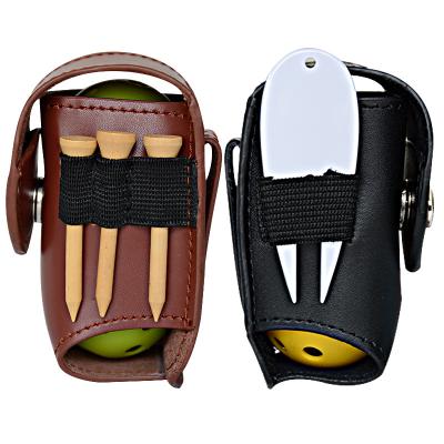 China High volume Waterproof Golf Ball Storage Bag Golf Mini Bag PU Leather Golf Tees Balls Holder for sale