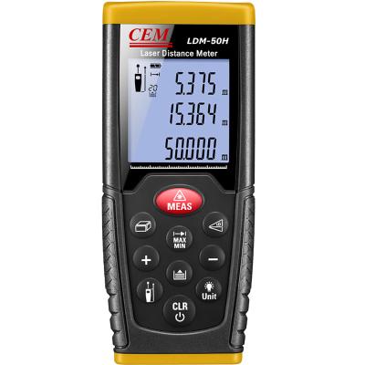 China CEM LDM-50H 164.2ft Laser Distance Meter Measure Outdoor 50m Sunlight in Daytime, Pythagorean Mode, Area and Volume 115mm x 48mm x 28mm for sale