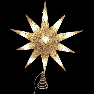 China Christmas Decoration Personalized Wholesales Snow Christmas Tree Topper 47cm LED Light Star Tree Topper For Christmas Decoration for sale