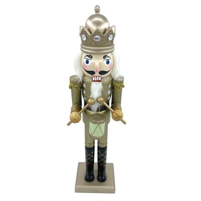 China Colorful Wooden Christmas Home Decor MDF Nutcracker Soilder Walnut Soilder Decoration 38cm Christamas Decoration for sale