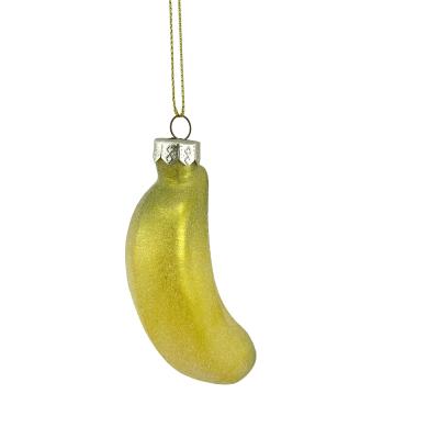 China Custom Christmas Decor 11cm Banana Shape Ornaments Christmas Glass Ornament Glass Decoration Christamas Tree Decoration for sale